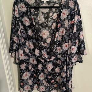 Loralette Black Floral Sheer Blouse